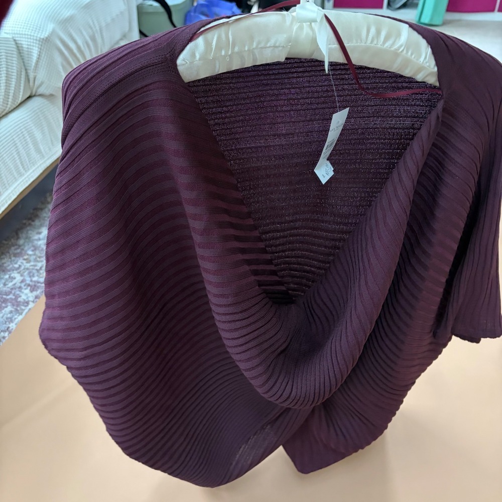 Ann Taylor Factory Women's XS S Plum Purple Knit Shawl‎ Sweater Whimsigoth Drama
